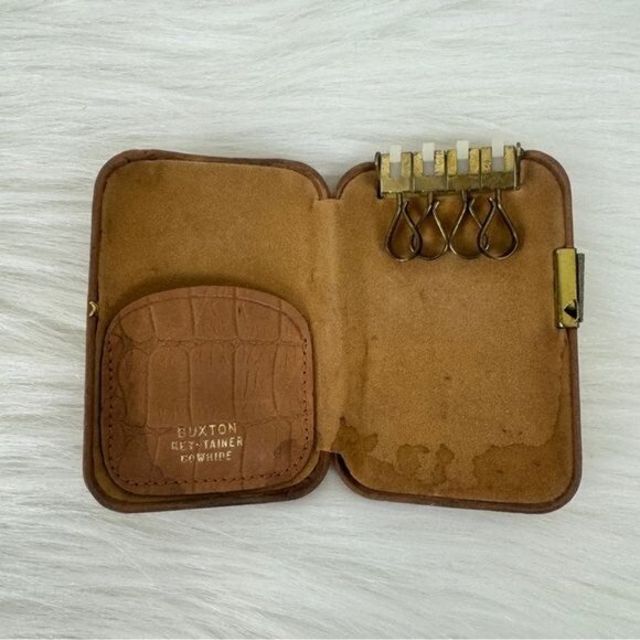 Vintage Buxton Key-Tainer Key Fob Organizer Case Genuine Leather 3”x2 2/8” Tan - Picture 5 of 10